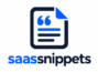 Saassnippets logo featuring a document icon with quotation marks in blue and navy blue
